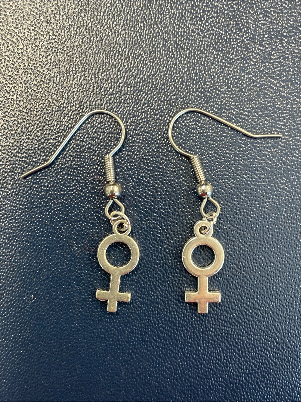 Silver Venus Symbol Dangle Earrings - Women's Jewelry